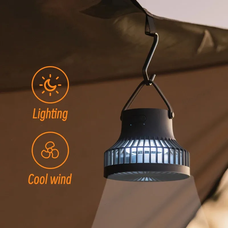 Portable Camping Fan Rechargeable Desktop Circulator Wireless Ceiling Electric Fan with Power Bank LED Lighting Tripod