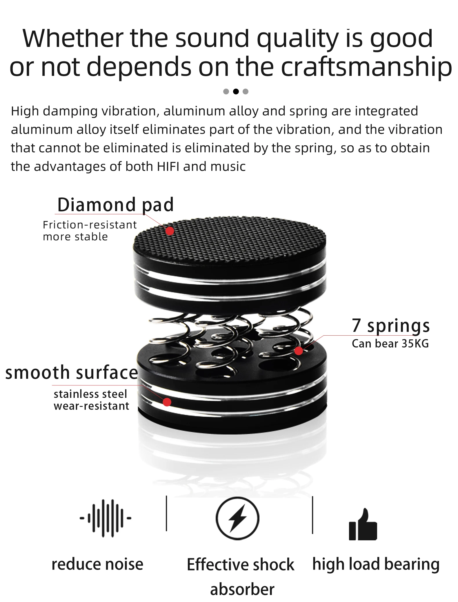 ATAUDIO HiFi Standfüße Audiophile Runde Federdämpfungspads HiFi-Füße Audio-Verstärker Stoßdämpfer-Füße Lautsprecherständer – Detail 4