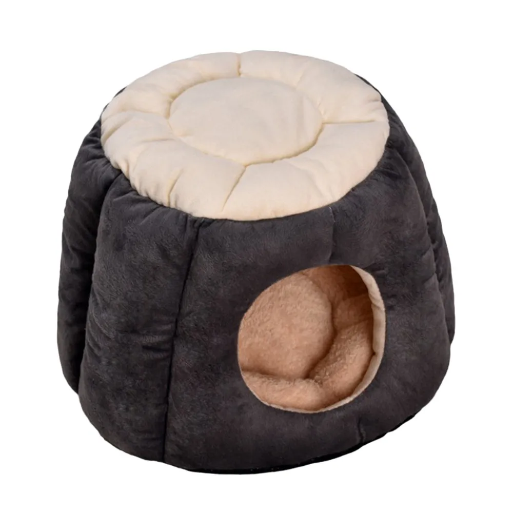 

Round Pet Bed 40x32cm Gray Black Warm Nest for Cats Dogs Medium Size Puppies Four Seasons Use Machine Washable Comfortable