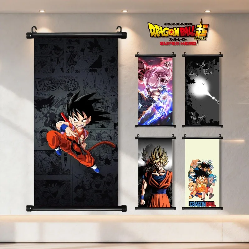Dragon Ball Super Saiyan Son Goku Vegeta Scroll Hanging Painting Living Room Background Wall Decoration Gift Anime Collection