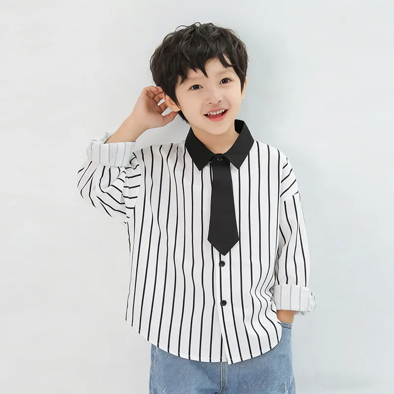Childrens 2026 New Long Sleeved Shirt Korean Version Boys Spring and Autumn Shirt Plaid Comfortable Skin Friendly Soft