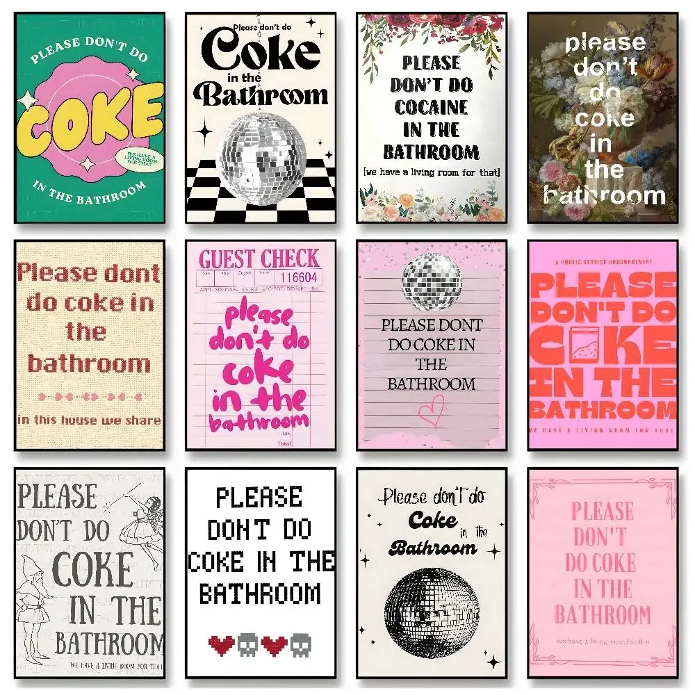 ملصق حمام مضحك يرجى عدم تفعل فحم الكوك في الحمام ملصق ذاتي اللصق قابل لإعادة الاستخدام لديكور الحائط #1