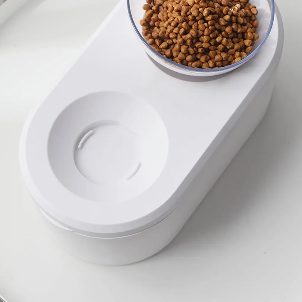 

Adjustable Angle Cat Bowl Non-Slip Base Transparent Pet Food Water Bowl Durable Material For Cats Dogs Pet Supplies White
