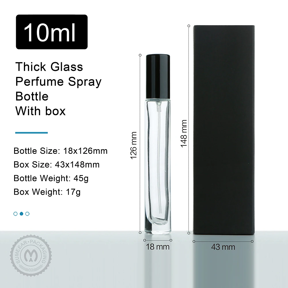 20 Pcs 10ml Bottle and packaging boxes Perfume Bottle Round shape High Quality Thick Glass Refillable Mold Perfume Spray Bottle