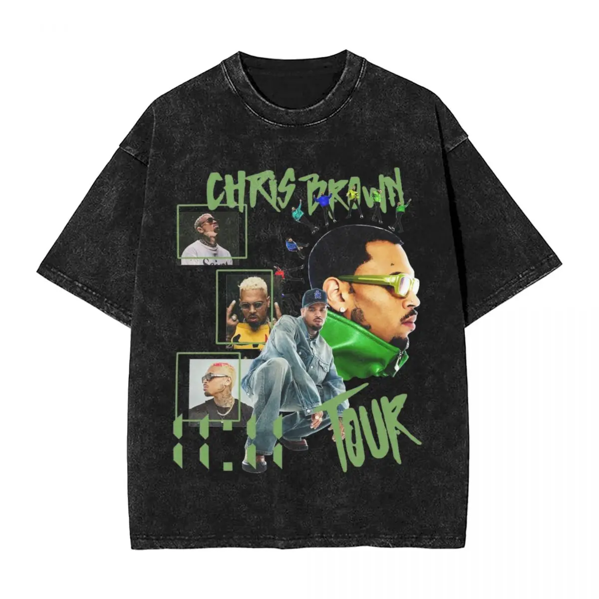 Chris Brown Breezy Album Washed T Shirt Man Music Rapper Y2K Casual T Shirts Summer O Neck Hip Hop Tees Loose Oversized Clothing