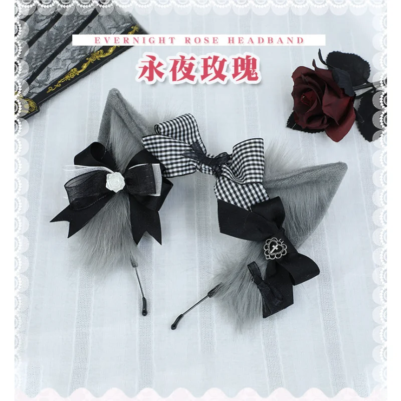 Kawaii Anime Fox Ears Headband Lolita Cat Ear Headdress Cosplay Accessories JK Girl Halloween Party Hair Hoop Hairpin Headwear