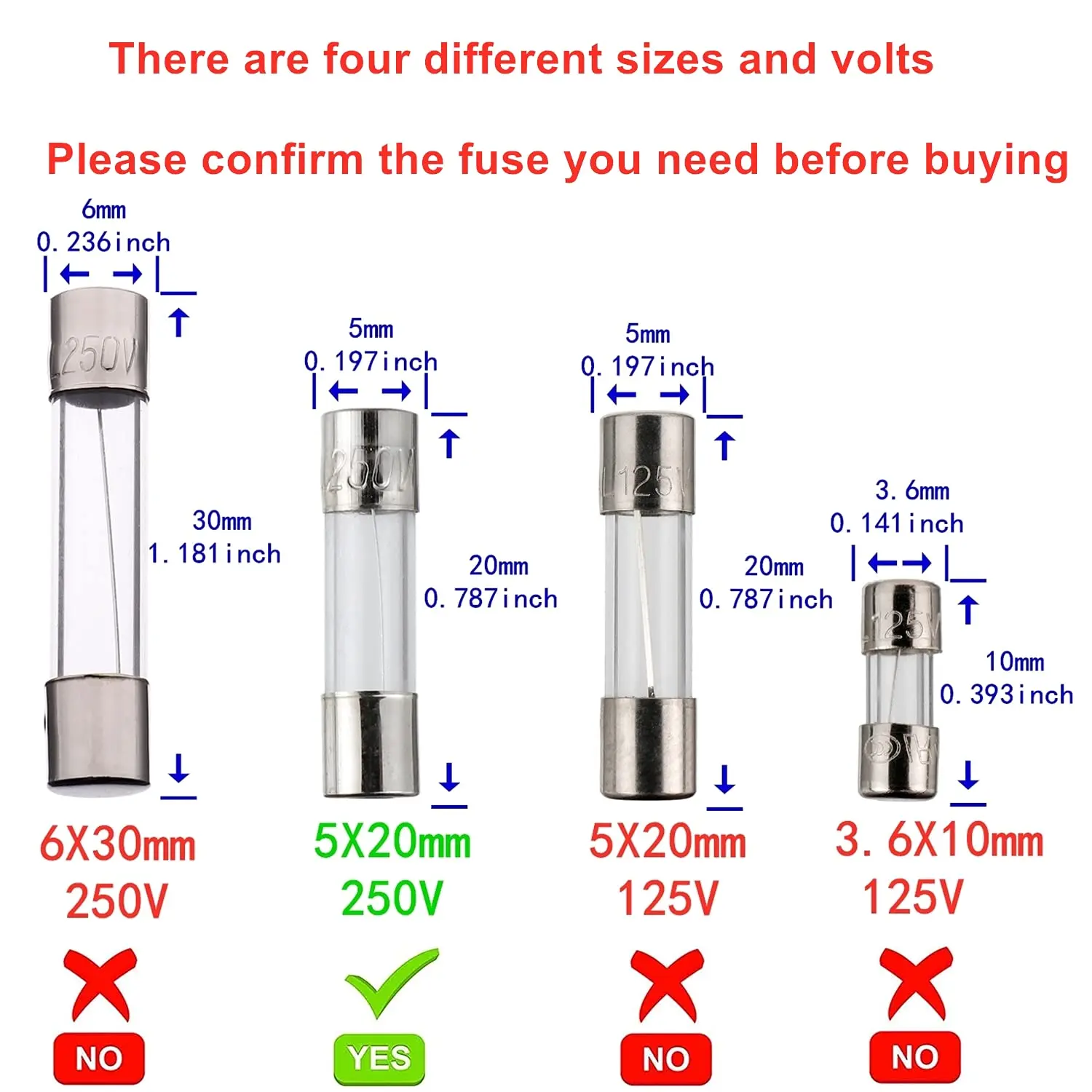 100 PCS Fast Blown Glass Fuse Combination Kit 5x20 mm 250 V 0.1 0.2 0.25 0.5 1 1.5 2 3 4 5 8 10 12 15 20 A In Clear Plastic Box