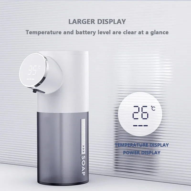 Automatic Soap Dispenser USB Rechargeable 320ml Liquid Soap Dispensers Digital Display Foam Hand Sanitizer Machine