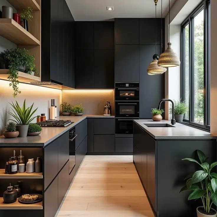 Apartment Project Modern Minimalist Kitchen Cabinet with Glass Door Wholesale Price Wooden Cupboard Plywood Kitchen Cabinet Set