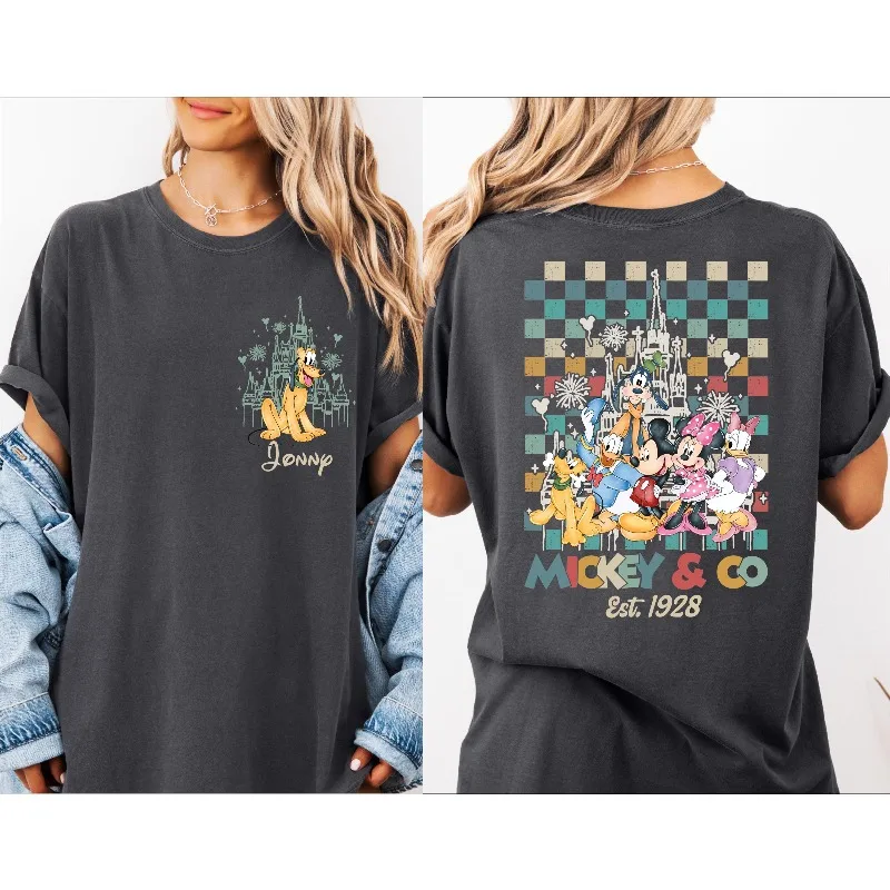 

Винтажная рубашка на заказ Микки компании 1928 года, винтажная одинаковая футболка с Микки и друзьями, семейный отдых в мире Диснея