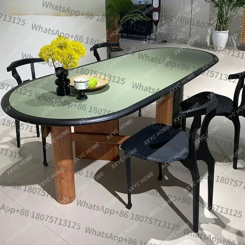 

Овальный обеденный стол LXMedieval в ретро-стиле из массива дерева, двухцветный, для дома.