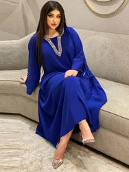 Marrocos vestido de festa para mulheres moda diamantes botão decoração manga longa festa de formatura vestido ramadan muçulmano feminino maxi vestidos