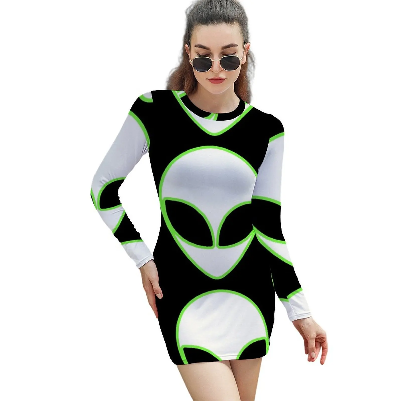 

ALIEN HEAD Long-Sleeved Sheath Dress birthday dress clothes for women