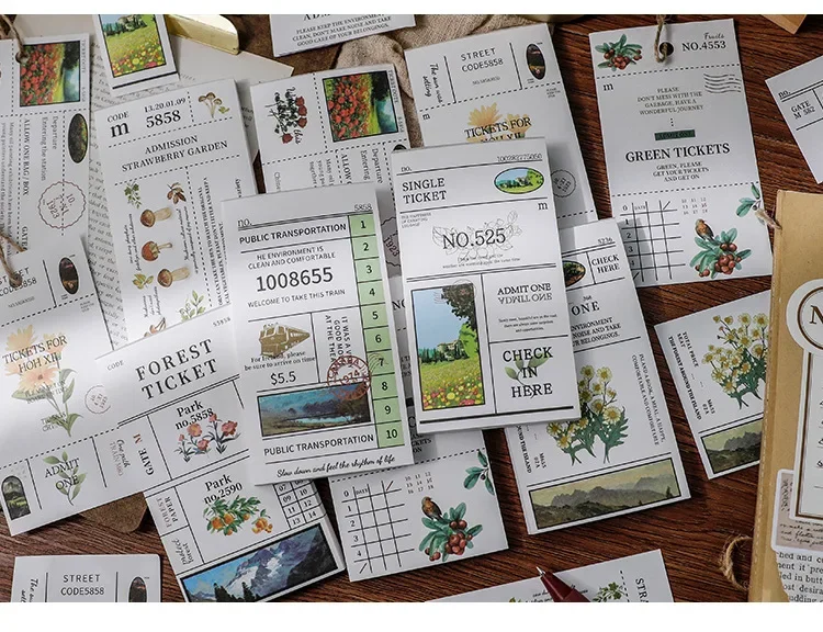 50pcs/pack Windsor's Past Note Book Inswind Retro Plant Creative Hand Ledger Student Daily Life Memo