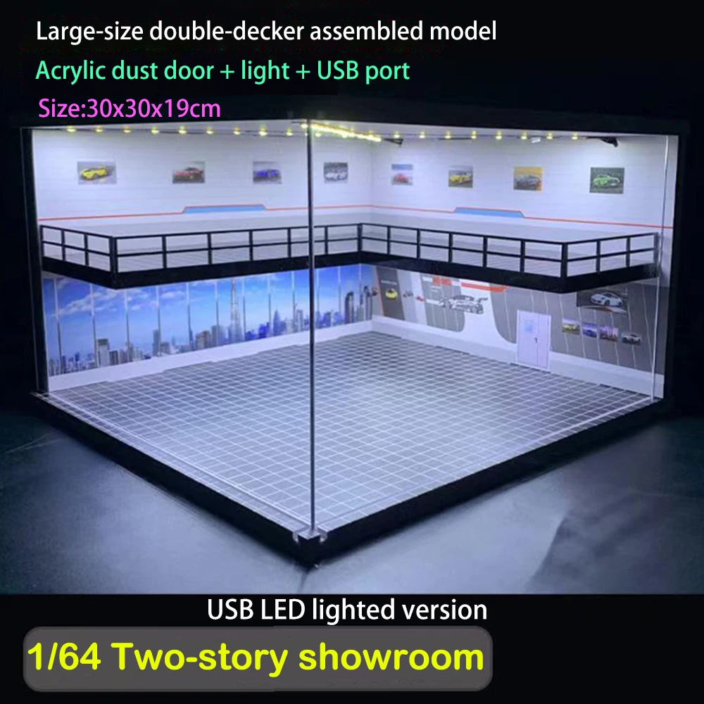 1/64 1/18 1/24 1/32 1/43 Scale Car Garage Diorama Models Set Scene LED Parking Lot Model for Matchbox Hot Wheels Collection