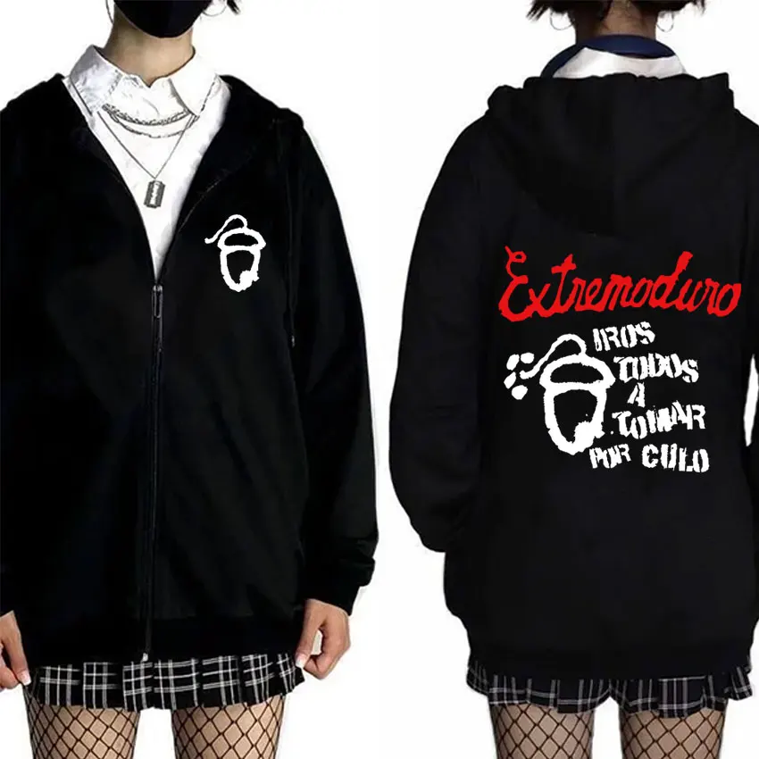 

Rock Band Extremoduro Iros Todos A Tomar Por Culo Graphic Zipper Hoodie Men Women Gothic Oversized Zip Up Jacket Male Streetwear