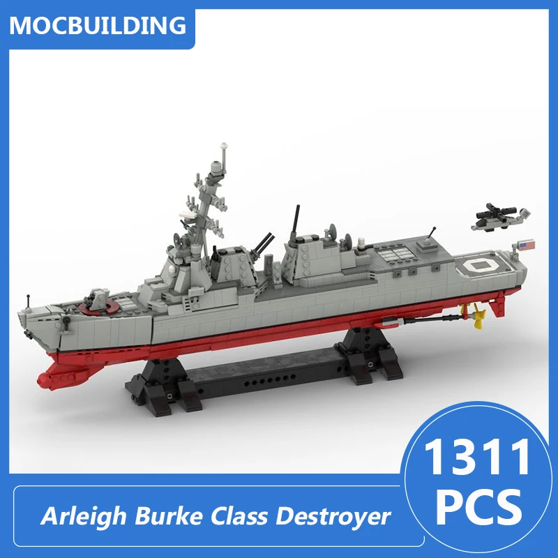 Arleigh Burke Class Destroyer 1:300 / 1:150 Scale Model Moc Building Blocks Creative Educational Display Toys Collection Gifts