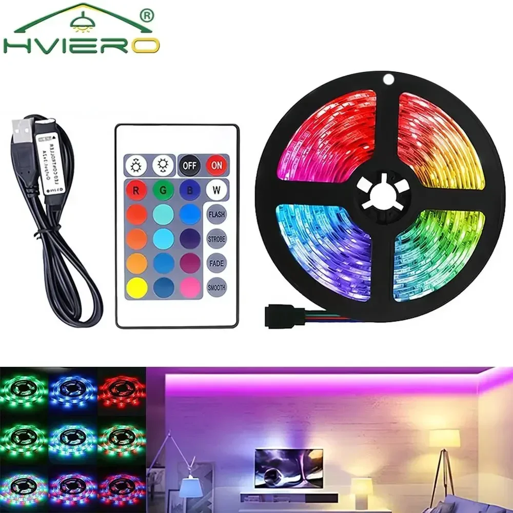 RGB BackLight 5V 2835 LED Light Strips Decoration Lighting USB Infrared Remote Controller Ribbon Lamp For Festival Party Bedroom