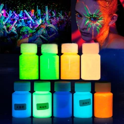 25/60g Luminous Fluorescent Pigment Neon Phosphor Glitter Bright Paint Diy Wall Party Decor Liquid Water Paint For Nail Art Glow