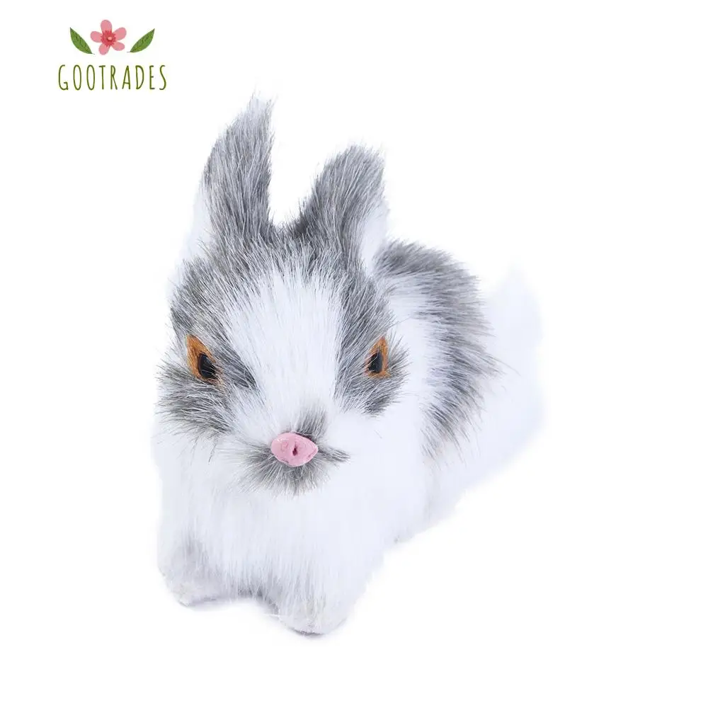 

Mini Realistic Cute White Plush Rabbits Fur Lifelike Animal Easter Bunny Simulation Model Birthday Gift Rabbit Toy