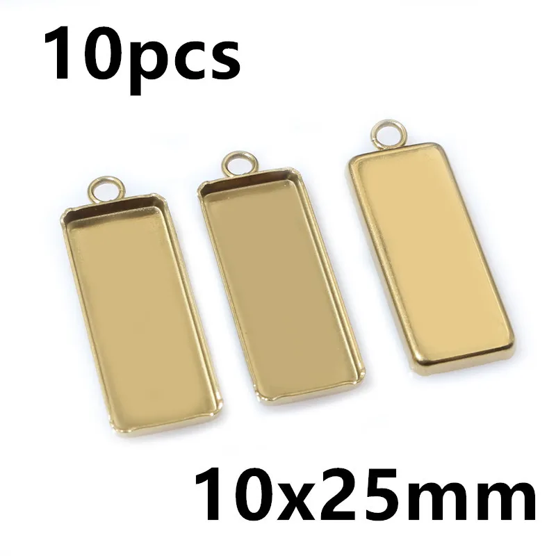 5-10pcs Rectangle Pendant Cabochon Base Blank Setting Tray for DIY Jewellery