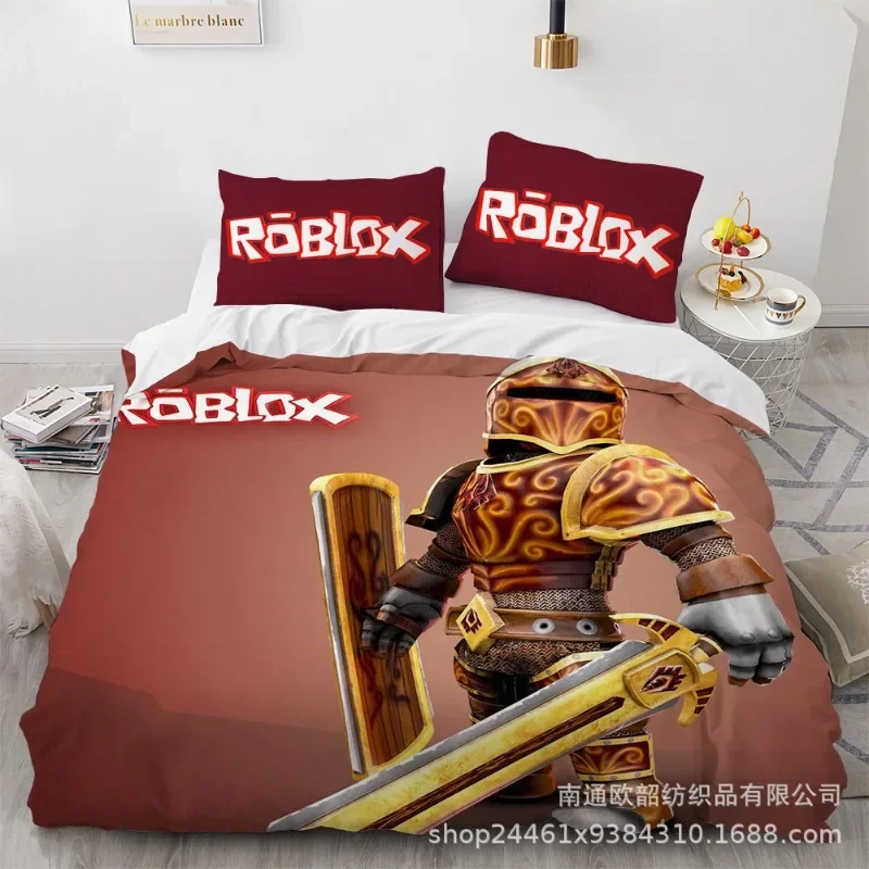 Roblox الكرتون لطيف غطاء لحاف عيد ميلاد سعيد طقم سرير الملكة الملك الحجم الكامل لقضاء عطلة غرفة نوم المراهقين النساء الهدايا #5