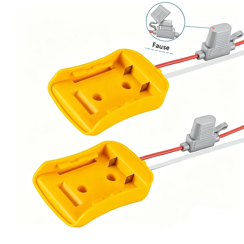 

1/2PCS Battery Adapter for Dewalt 20V Li-ion Battery Dock Holder Power Connector Power Wheels Battery Converter Kit with Fuses