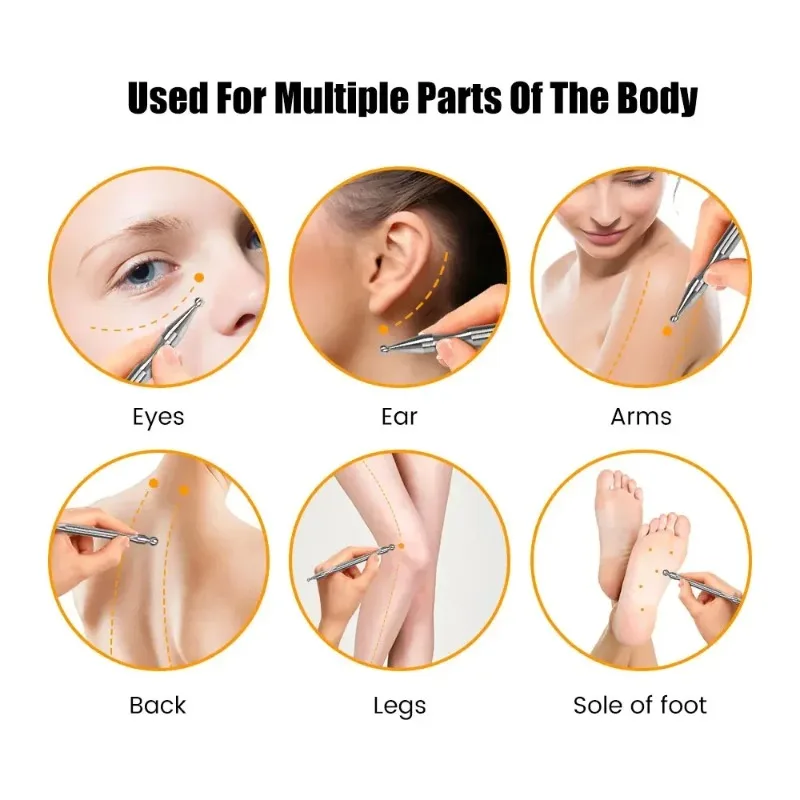 Stainless Steel Acupressure Massage Pen Dual Head Reflexology Tool Deep Tissue Meridian Massager Face Body Relaxation Therapy view 6