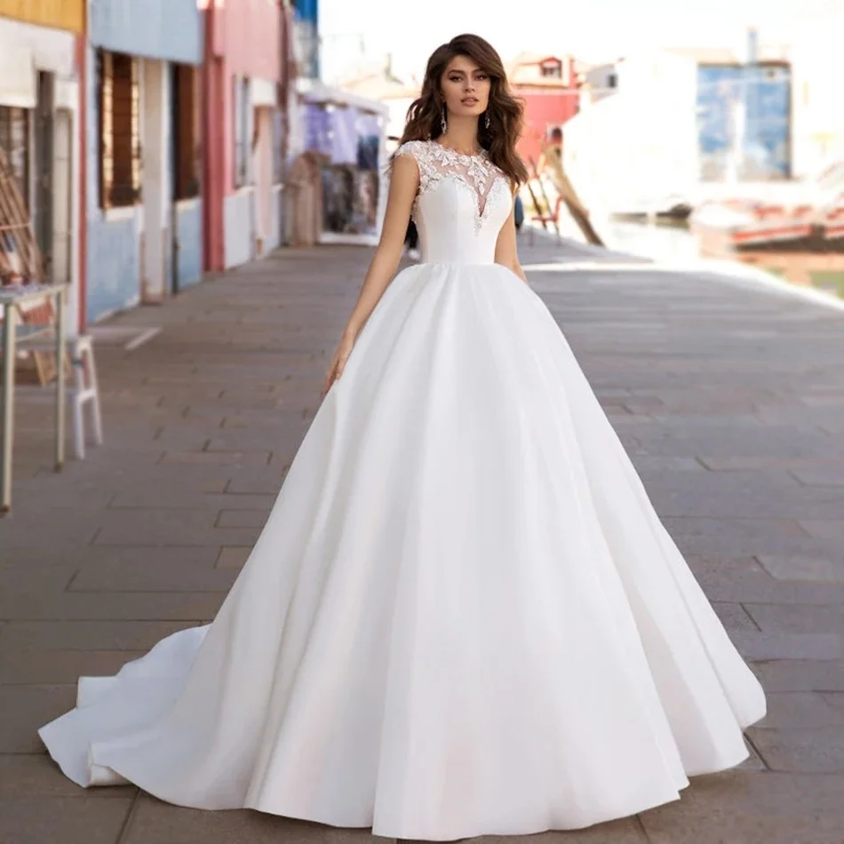 

Boho Wedding Dresses A-line Cap Sleeves Beach Lace Dubai Saudi Arabia Israel Bridal Gowns Vestido De Novia Customized