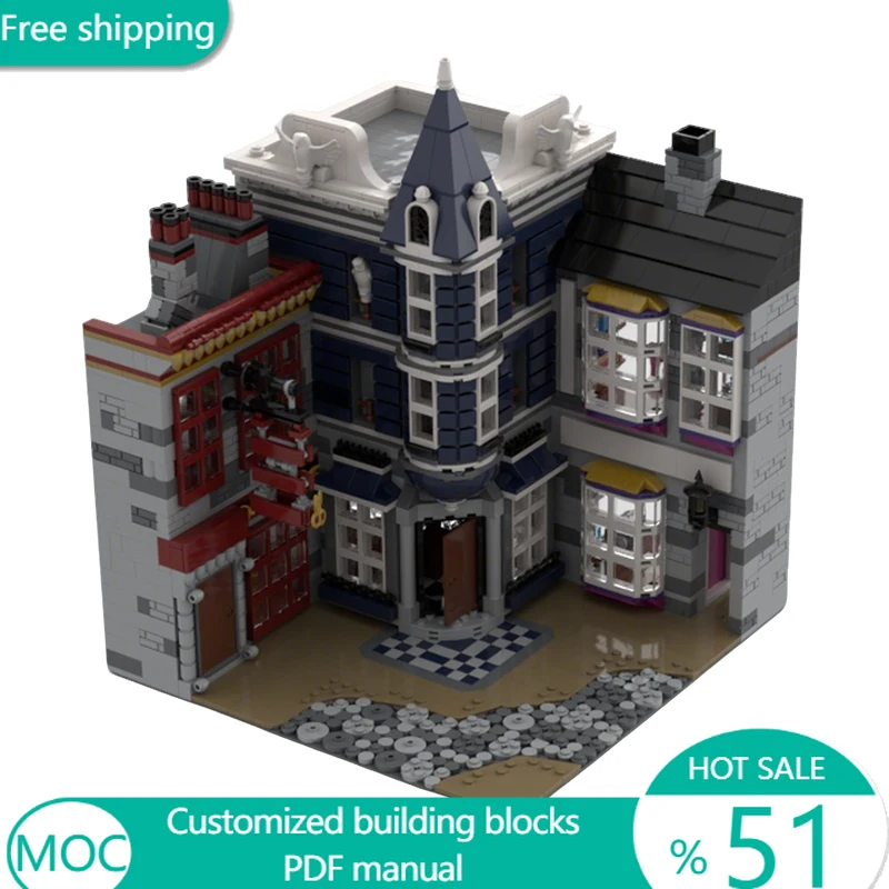 3304 PCS Urban Street Owl MOC Customize Modular Building Block Educational Creative Design Popular Brick DIY Holiday Toy Gifts