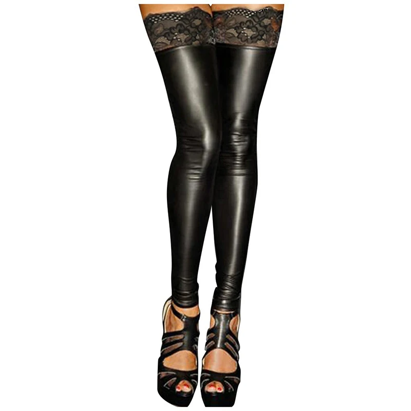 2026 Fashionable New Sexy Women's Tight Lace Lace Edge Lace Leather Socks Black Sexy Personality Matching