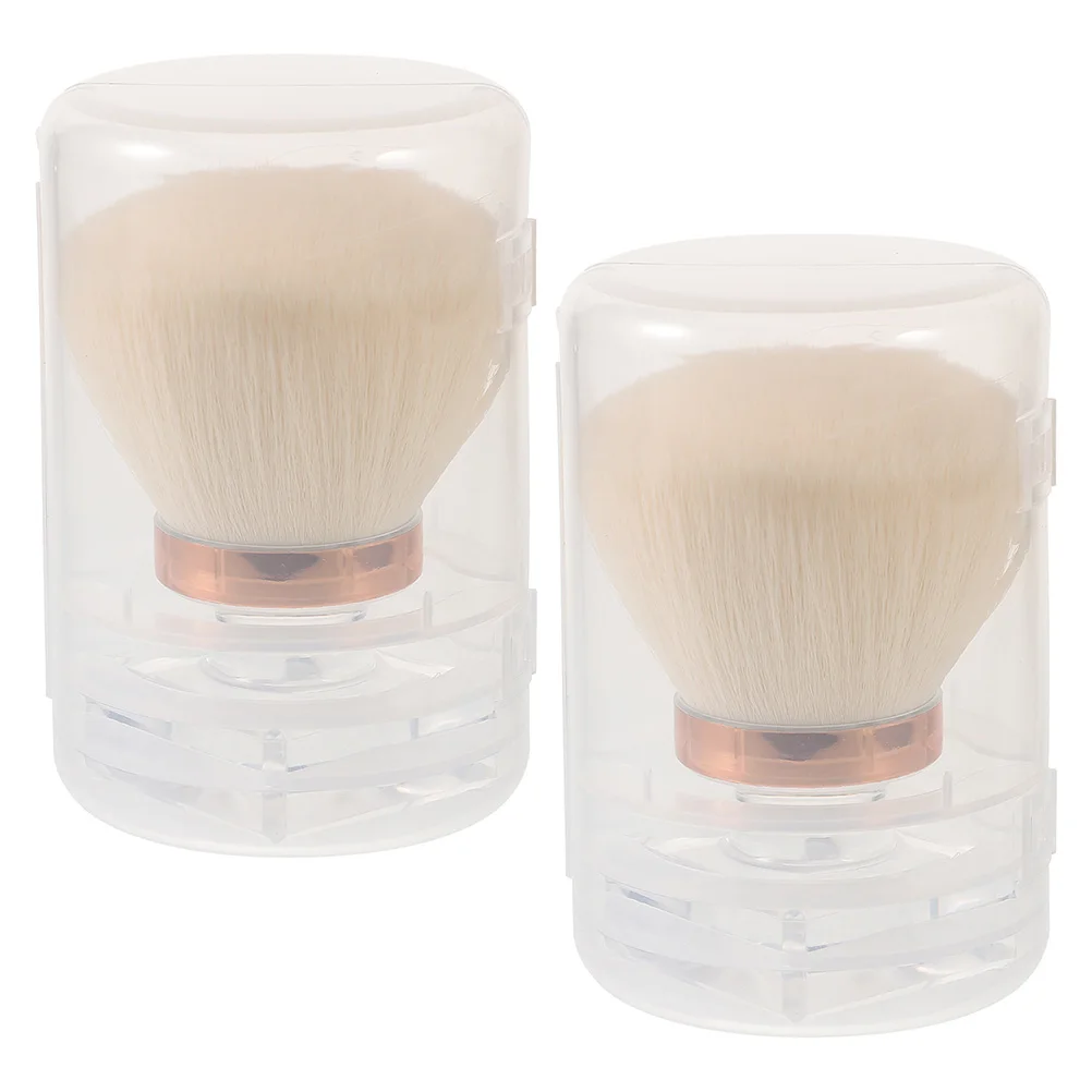 

2pcs Powder Brush For Loose Powder Makeup Blush Foundation Travel Nail Dust Tool Soft Bristles Reusable Gift Women