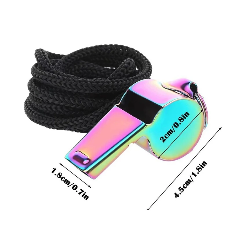 1Pcs Colorful Sports Whistle Stainless Steel Whistle With Lanyard Loud Crisp Sound Whistle For Referee Official