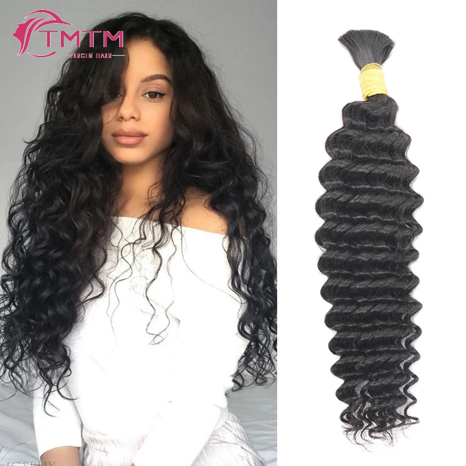 Deep Wave Bulk Human Hair Extension for Braiding 100% Brazilian Remy No Weft Hair Bulk Weave Curly Human Hair Extensions in Bulk