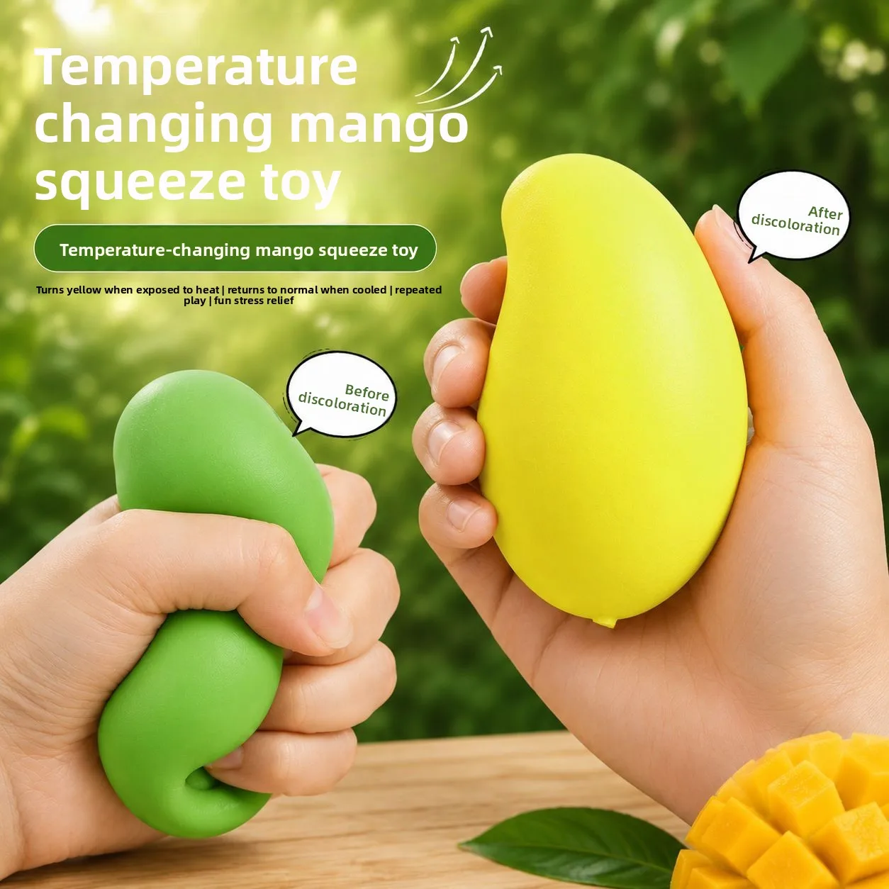 Color-changing Decompression Mango Fluid Simulation Fruit Ultra-soft Toy Decompression Stress Anxiety Relief Squeeze Prank Toy