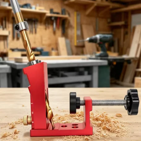 Two-Hole Pocket Hole Jig System Kit with Drill Guide Step Drill Bit Wooden Plugs And Screws for Woodworking Joinery