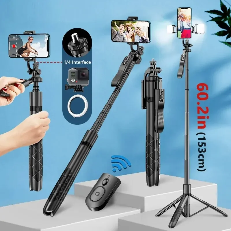 L16 tongkat swafoto nirkabel, dudukan Tripod dapat dilipat Monopod untuk kamera aksi Gopro, smartphone, dudukan langsung menembak stabil