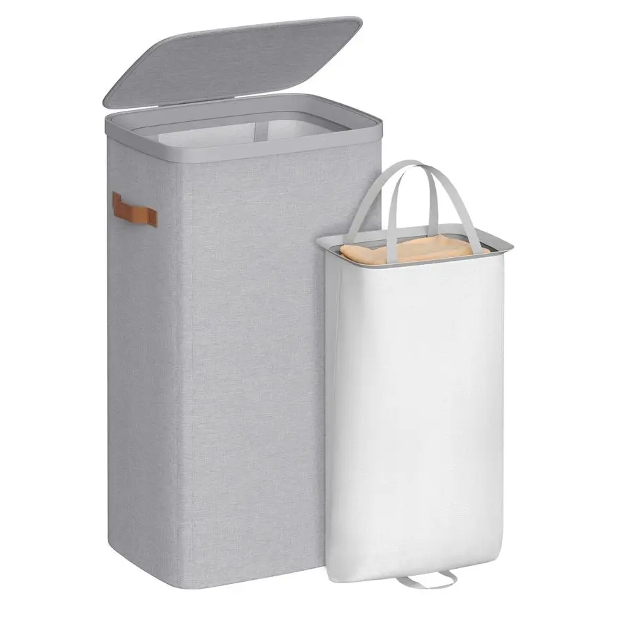 

Корзина для белья, 26,4 галлона. Корзина для белья, простая сборка, с крышкой и ручками, съемный вкладыш, 16,5 x 12,6 x 29,5 дюймов, цвет голубой (Dove)