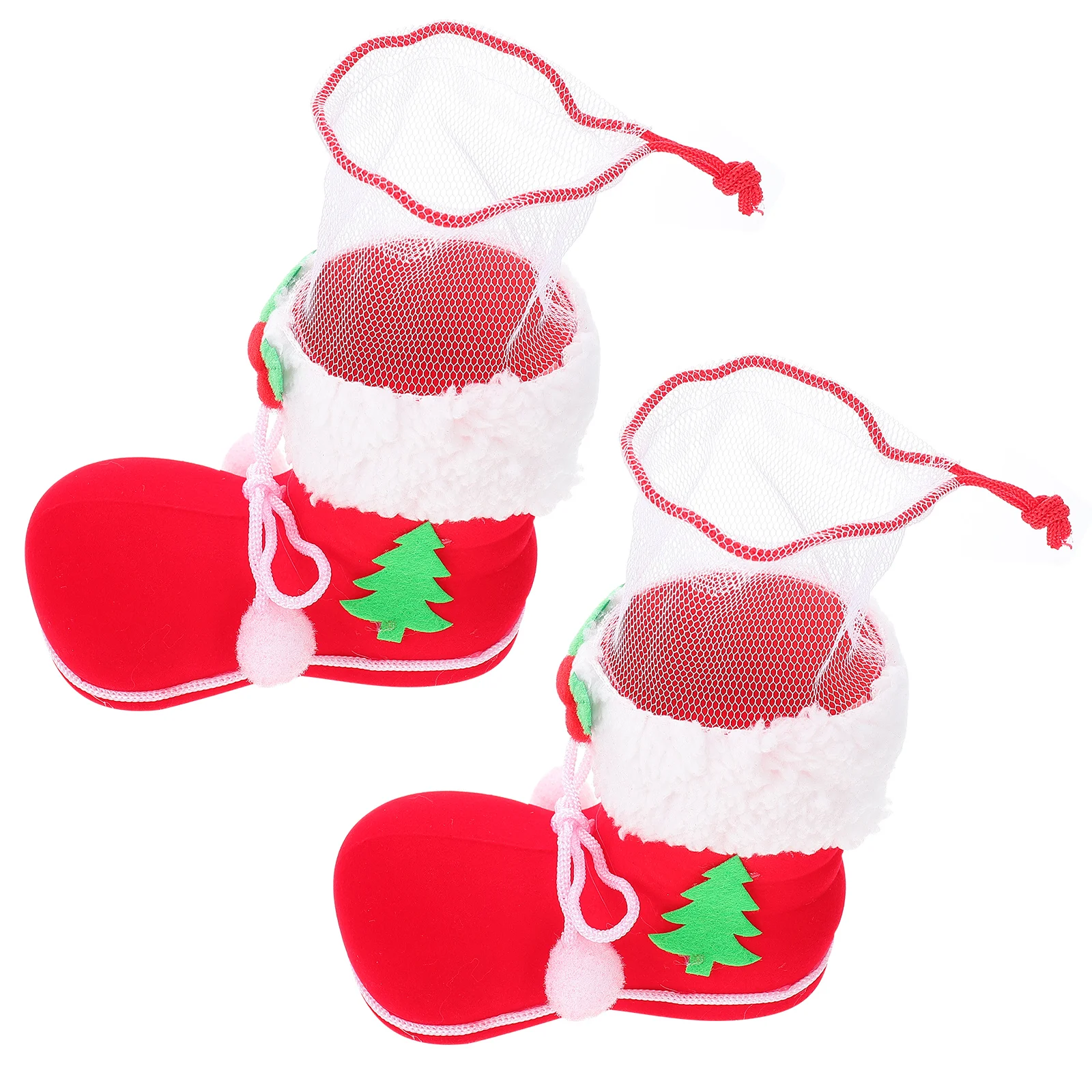 

2pcs Christmas Candy Boots Bag Holiday Decor Storage Jar for Kids Party Supplies Xmas Booties Decorations Family