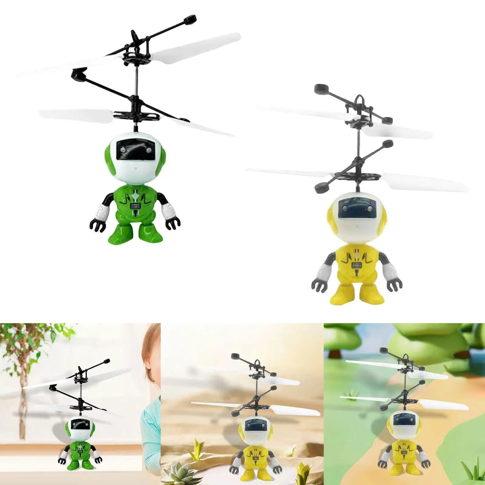 Flying Robot Toy Hand Controlled Induction Helicopter with LED Light Airplane Gift Toys for Kids Age