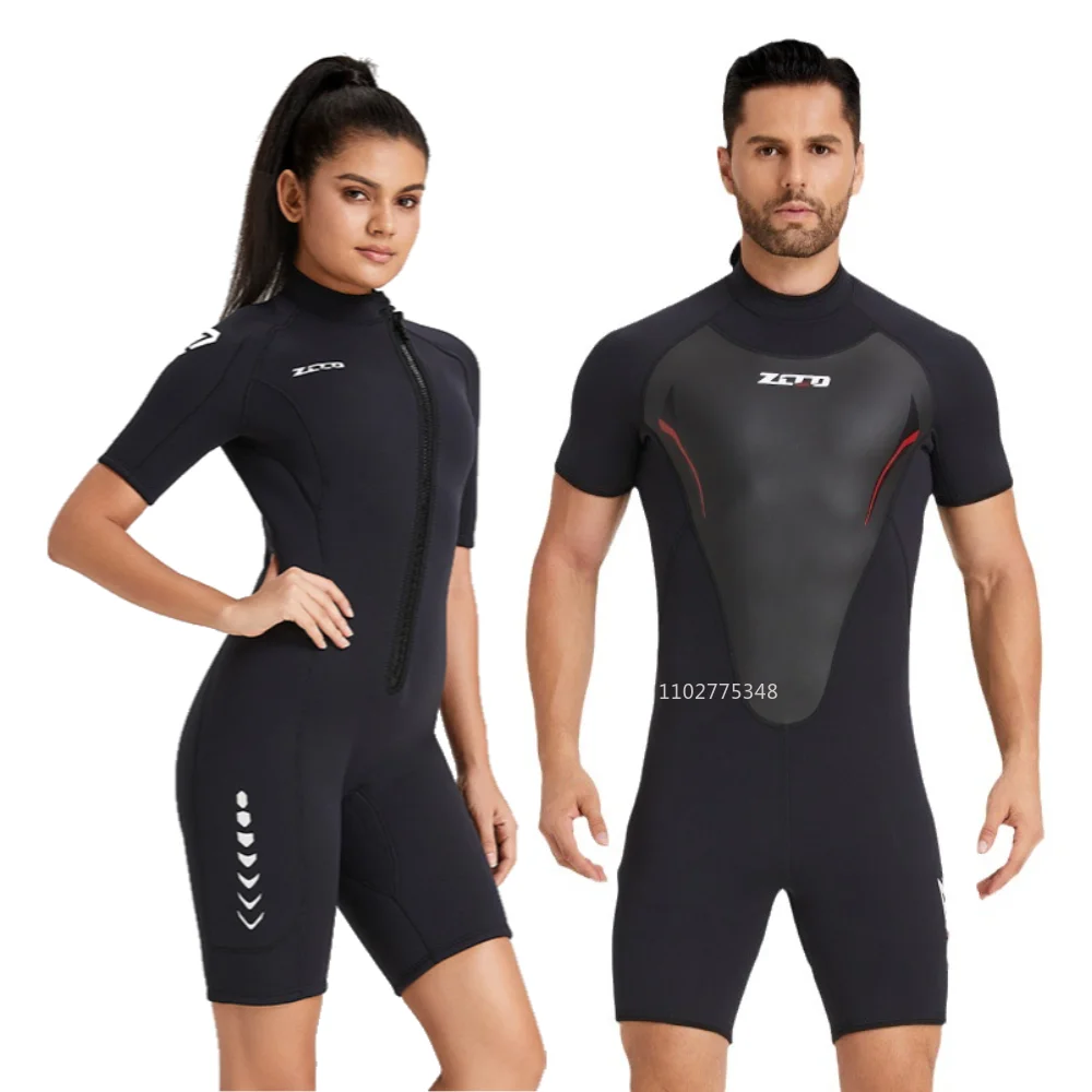 ZCCO Men Shorty Wetsuits Surf Suit 3mm Neoprene Women Front Zipper Diving Suit for Snorkel Swimming Surfing Snorkeling Wet Suit