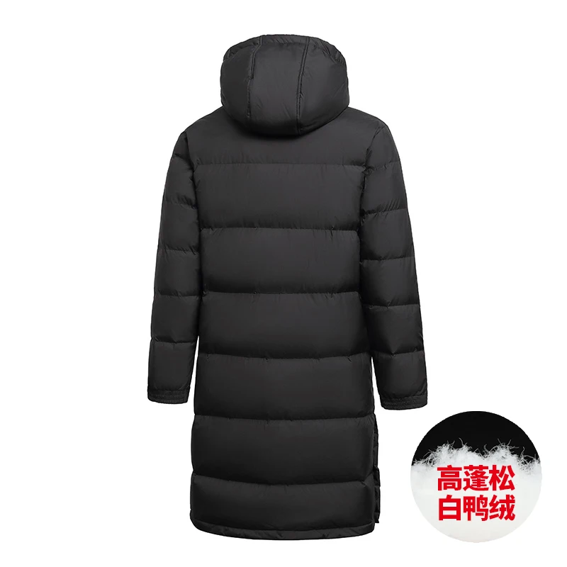 سترة بيضاء مبطنة أسفل طويلة فوق الركبة، منتج شتوي جديد، سترة سميكة دافئة بلون سادة للرجال والنساء