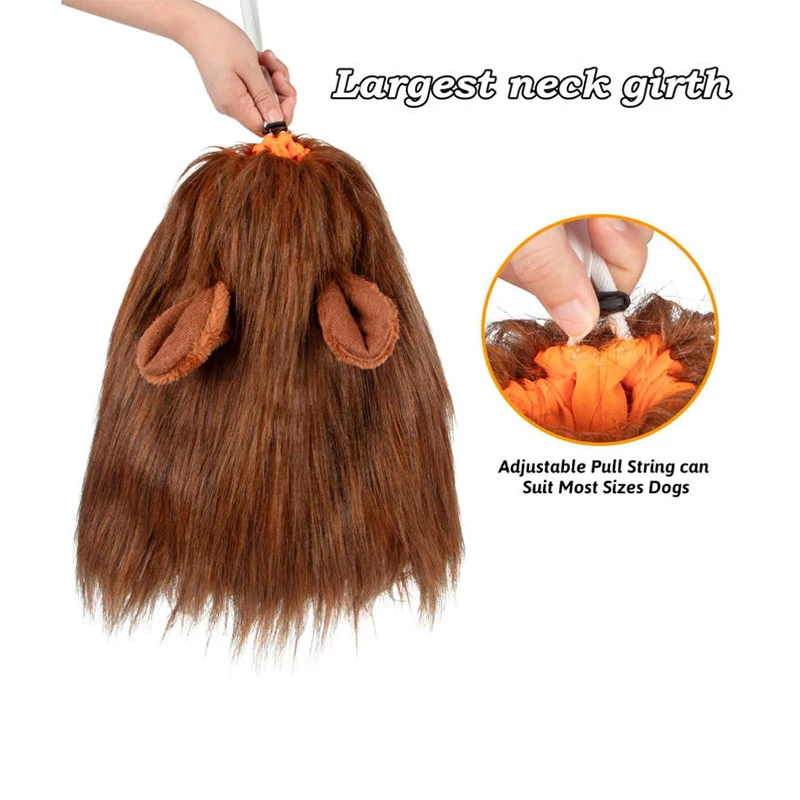 

Pet Dog Cosplay Lion Mane Pet Transformation Lion Clothes with Ears Cute Puppy Realistic Lion Wig Costumes Party Decoration