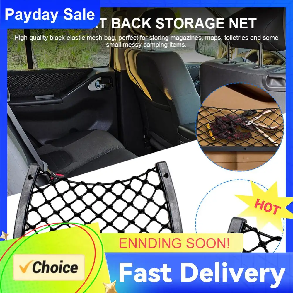 Car Seat Back Storage Net Elastic Magazine Holder Rack Driver Storage Netting Pouch Cargo Tissue Purse Holder for RV Truck Lorry
