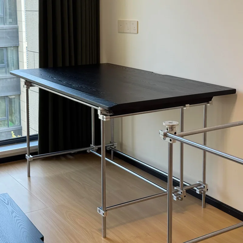 Optical axis solid wood desk creative industrial style desk designer studio large table simple conference table