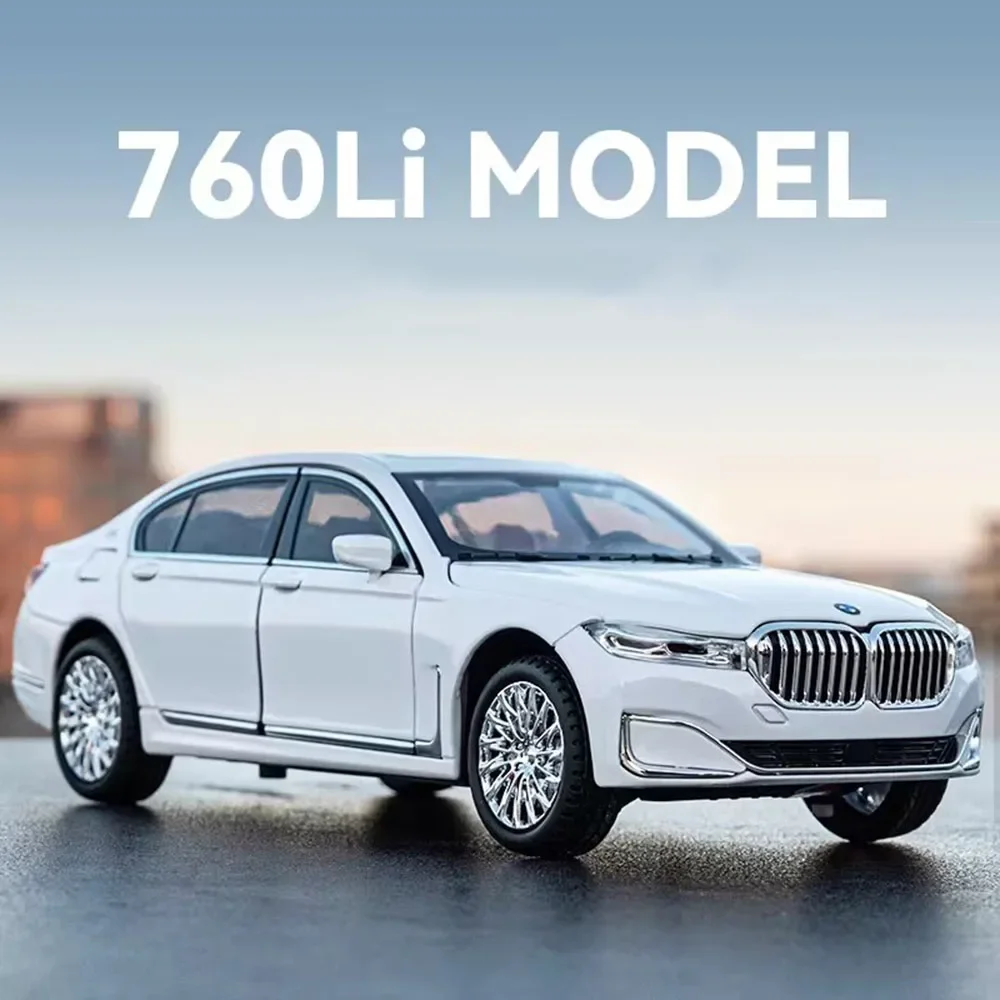 1:24 BMW 7 Series 760Li Toys Models Cars Alloy Diecasts with Light Sound Vehicles Wheel Pull Back Car Children Collection Gifts