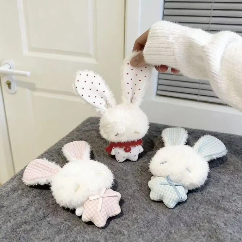 Cartoon Soft Stuffed Bunny Keychain Bead Chain Long Ear Stuffed Bag Charm Backpack Pendant Backpack