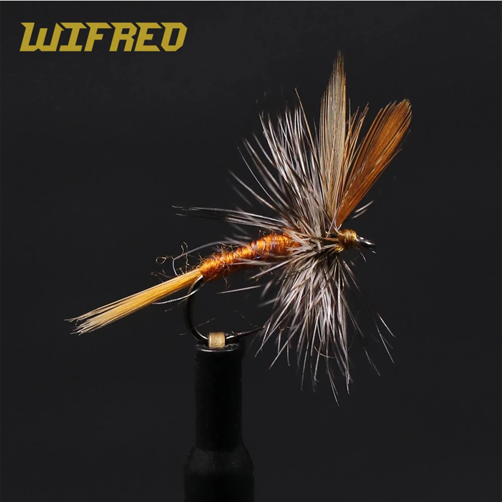 Wifreo 6/10pcs Adams Fly #14 Parachute Dry Fly Artificial Trout Fishing Lure Bait Adult Mayfly flying Caddis or Midge