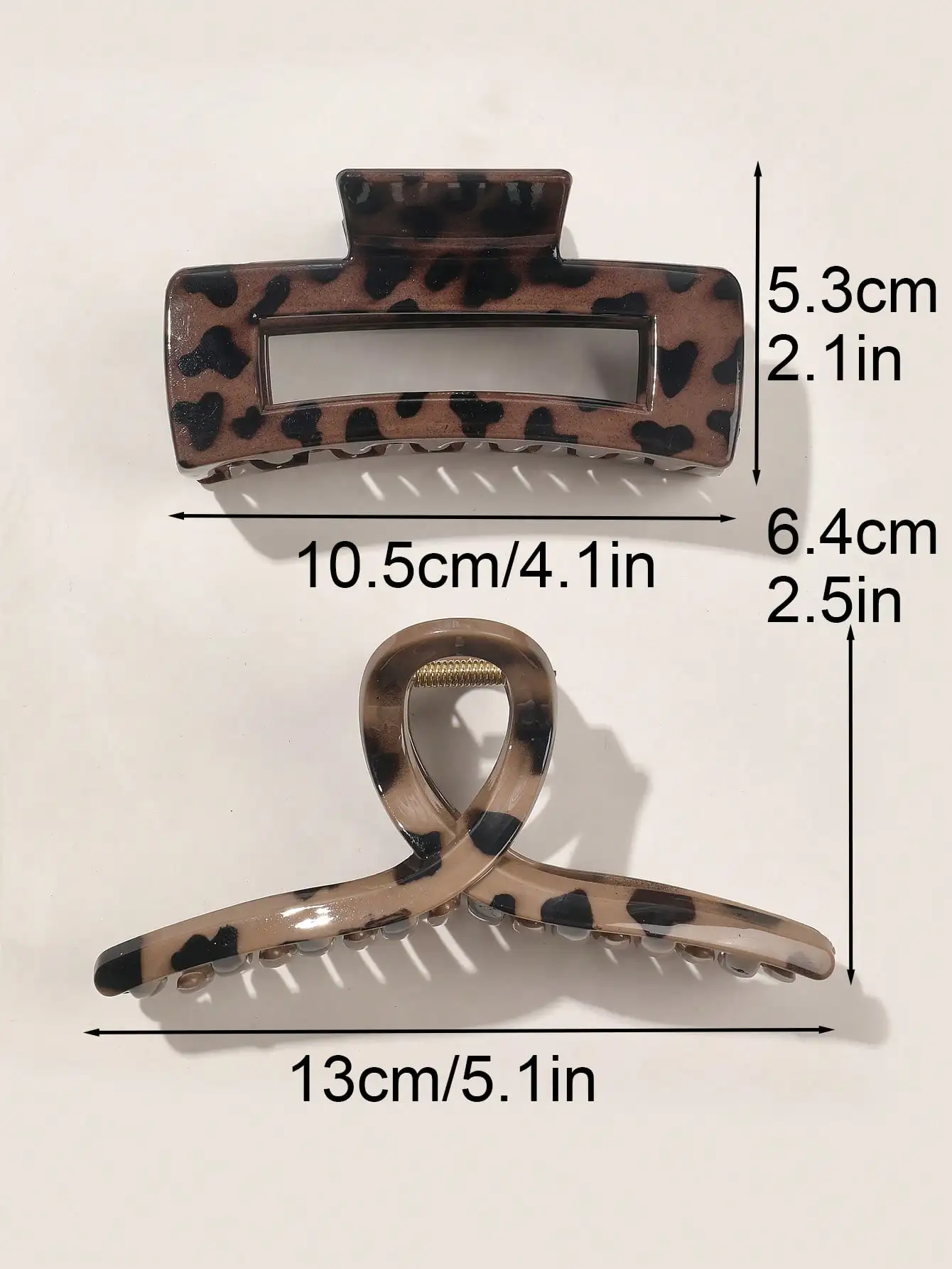 4 Stück 5,1 Zoll Herbst Winter Leopardenmuster glänzend überkreuzt große Haarklammern braun rutschfeste Haar-Accessoires für Frauen Mädchen – Detail 8