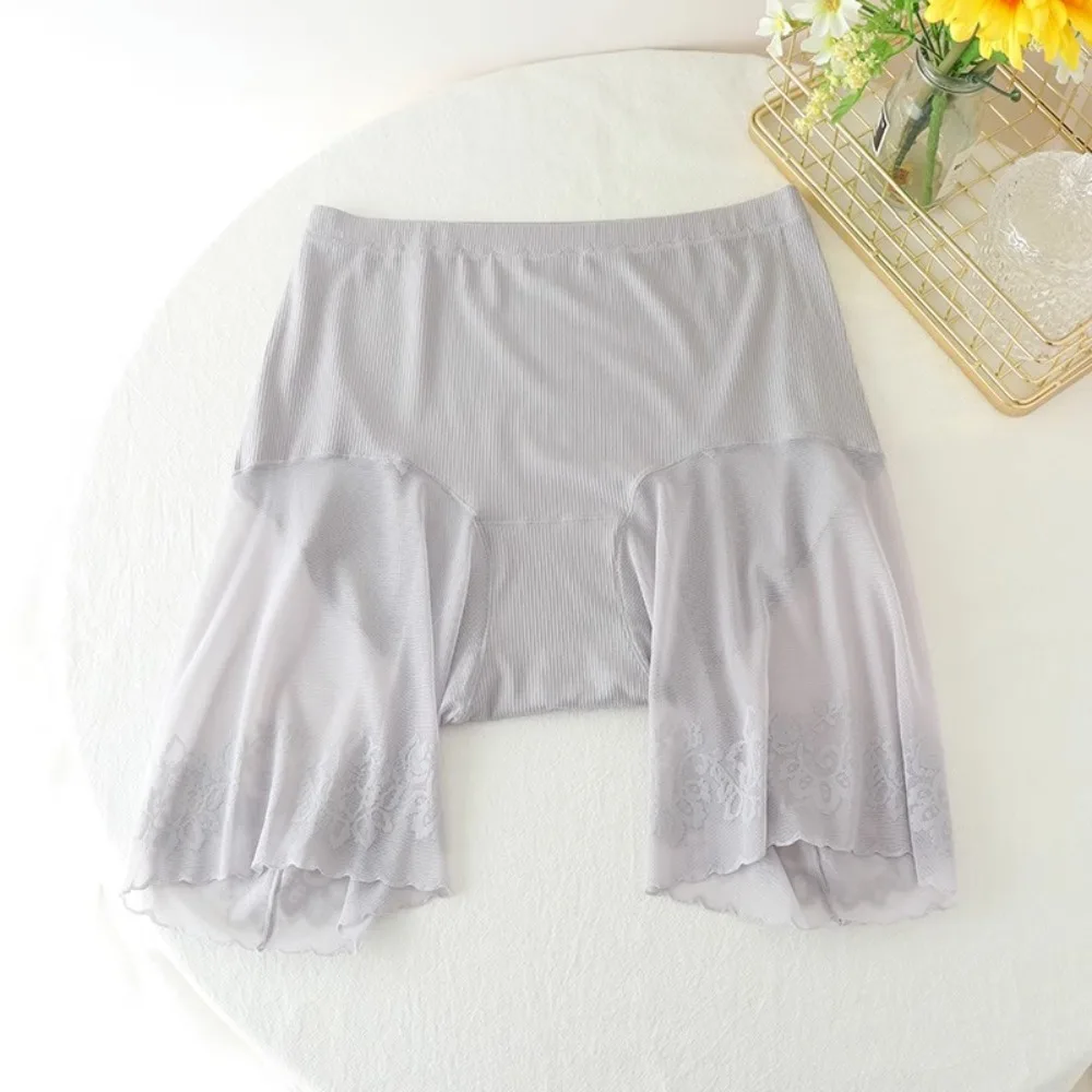 

Fashion High Waist Lace Panties Anti-Glare Seamless Lace Mesh Safety Pants Underpants Thin Underwear for Women Summer